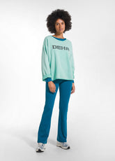 FELPA GIROCOLLO CON RICAMO IN PILE VERDE - AQUA JADE GREEN | DEHA