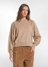 FELPA GIROCOLLO BASIC COTONE MARRONE - CAMEL BROWN | DEHA