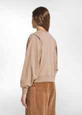 FELPA GIROCOLLO BASIC COTONE MARRONE - CAMEL BROWN | DEHA