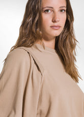 FELPA GIROCOLLO BASIC COTONE MARRONE - CAMEL BROWN | DEHA