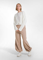 JOGGER PANTS WITH ANKLE GATHERING BROWN - CAMEL BROWN | DEHA