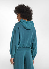 FELPA CON ZIP E CAPPUCCIO MARMORIZZATA OTHER - MARBLED TEAL BLUE | DEHA