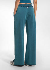 SOFT MARBLED-EFFECT TROUSERS - MULTICOLOR - MARBLED TEAL BLUE | DEHA