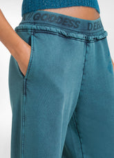 SOFT MARBLED-EFFECT TROUSERS - MULTICOLOR - MARBLED TEAL BLUE | DEHA