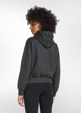 FELPA ZIP E CAPPUCCIO CON STRASS NERO - BLACK | DEHA