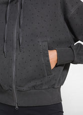 FELPA ZIP E CAPPUCCIO CON STRASS NERO - BLACK | DEHA