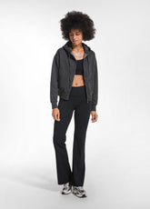FELPA ZIP E CAPPUCCIO CON STRASS NERO - BLACK | DEHA