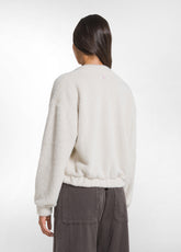 LIGHTWEIGHT FLEECE V-NECK SWEATSHIRT - WHITE - SOFT IVORY | DEHA