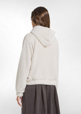 LIGHTWEIGHT FLEECE ZIP-UP HOODIE - WHITE - SOFT IVORY | DEHA