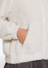 LIGHTWEIGHT FLEECE ZIP-UP HOODIE - WHITE - SOFT IVORY | DEHA