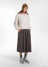 LIGHTWEIGHT FLEECE ZIP-UP HOODIE - WHITE - SOFT IVORY | DEHA