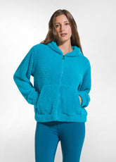 FELPA CON ZIP E CAPPUCCIO IN PILE LEGGERO OTHER - TURQUOISE BLUE | DEHA