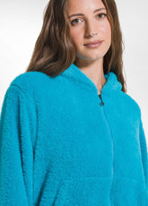 FELPA CON ZIP E CAPPUCCIO IN PILE LEGGERO OTHER - TURQUOISE BLUE | DEHA
