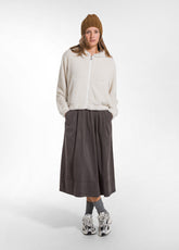 Pleated Lyocell Twill Skirt - Brown - COCOA BROWN | DEHA