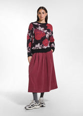 Pleated Lyocell Twill Skirt - Red - CHERRY RED | DEHA