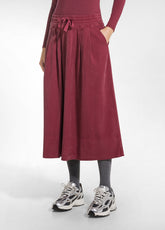 Pleated Lyocell Twill Skirt - Red - CHERRY RED | DEHA