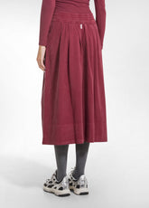 Pleated Lyocell Twill Skirt - Red - CHERRY RED | DEHA