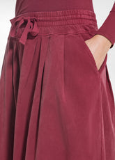 Pleated Lyocell Twill Skirt - Red - CHERRY RED | DEHA