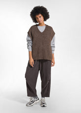 PANTALONE BALLOON VELLUTO MILLE RIGHE MARRONE - COCOA BROWN | DEHA