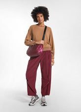 PANTALONE BALLOON VELLUTO MILLE RIGHE ROSSO - CHERRY RED | DEHA