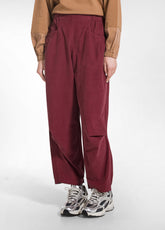 FINE-CORDUROY BALLOON TROUSERS - RED - CHERRY RED | DEHA