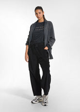 FINE-WALE CORDUROY BALLOON TROUSERS - BLACK - BLACK | DEHA
