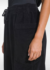 FINE-WALE CORDUROY BALLOON TROUSERS - BLACK - BLACK | DEHA