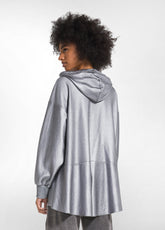 FELPA OVERSIZE LAMINATA CON ZIP E CAPPUCCIO GRIGIO - SILVER GREY | DEHA
