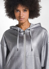 FELPA OVERSIZE LAMINATA CON ZIP E CAPPUCCIO GRIGIO - SILVER GREY | DEHA