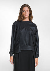 FELPA LAMINATA CON ARRICCIATURA NERO - BLACK | DEHA