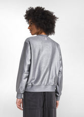 LAMINIERTER SWEATER MIT RAFFUNG - GRAU - SILVER GREY | DEHA