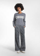 PALAZZOHOSE MIT ANIMAL-PRINT IN DENIM-OPTIK - MEHR - LEOPARD DENIM PRINT | DEHA