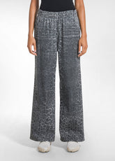 PALAZZOHOSE MIT ANIMAL-PRINT IN DENIM-OPTIK - MEHR - LEOPARD DENIM PRINT | DEHA