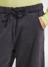 PANTALONE BALLOON IN DENIM TENCEL NERO - BLACK | DEHA