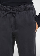 STRAIGHT-LEG TENCEL DENIM TROUSERS - BLACK - BLACK | DEHA