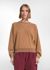 FELPA GIROCOLLO COTONE MODAL E RASO MARRONE - NUT BROWN | DEHA