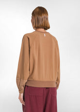 FELPA GIROCOLLO COTONE MODAL E RASO MARRONE - NUT BROWN | DEHA