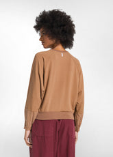 FELPA GIROCOLLO COTONE MODAL E RASO MARRONE - NUT BROWN | DEHA