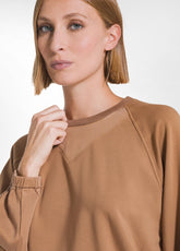 FELPA GIROCOLLO COTONE MODAL E RASO MARRONE - NUT BROWN | DEHA