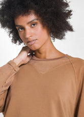 FELPA GIROCOLLO COTONE MODAL E RASO MARRONE - NUT BROWN | DEHA