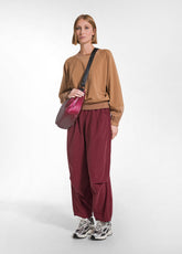 FELPA GIROCOLLO COTONE MODAL E RASO MARRONE - NUT BROWN | DEHA
