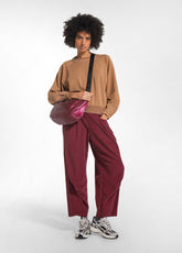 FELPA GIROCOLLO COTONE MODAL E RASO MARRONE - NUT BROWN | DEHA