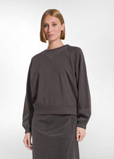 FELPA GIROCOLLO COTONE MODAL E RASO MARRONE - COCOA BROWN | DEHA