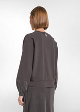 FELPA GIROCOLLO COTONE MODAL E RASO MARRONE - COCOA BROWN | DEHA