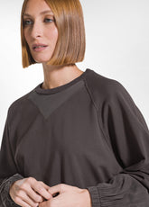 FELPA GIROCOLLO COTONE MODAL E RASO MARRONE - COCOA BROWN | DEHA