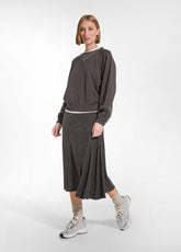 GONNA IN RASO STRETCH MARRONE - COCOA BROWN | DEHA