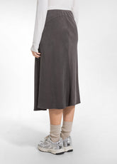 GONNA IN RASO STRETCH MARRONE - COCOA BROWN | DEHA