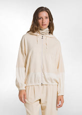 FELPA ZIP E CAPPUCCIO COTONE MODAL E RASO BEIGE - CREAMY BEIGE | DEHA
