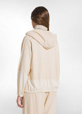 FELPA ZIP E CAPPUCCIO COTONE MODAL E RASO BEIGE - CREAMY BEIGE | DEHA
