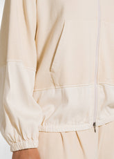 FELPA ZIP E CAPPUCCIO COTONE MODAL E RASO BEIGE - CREAMY BEIGE | DEHA